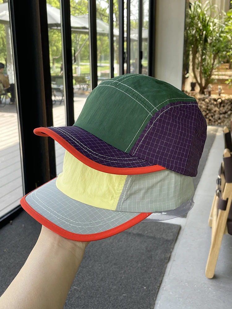 

Couple outdoor color matching quick-drying sunshade baseball cap female spring and summer short brim thin cap male