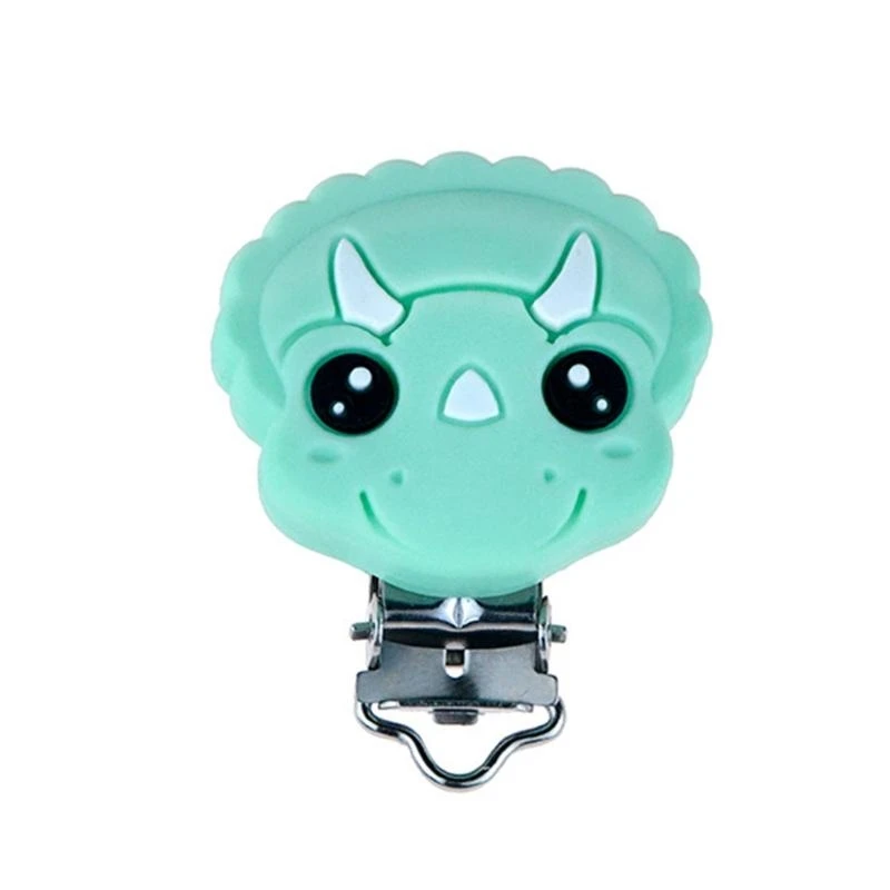 

J15U мультфильм динозавр зажимы для соски пищевой силиконовый детский прорезыватель безопасный зажим