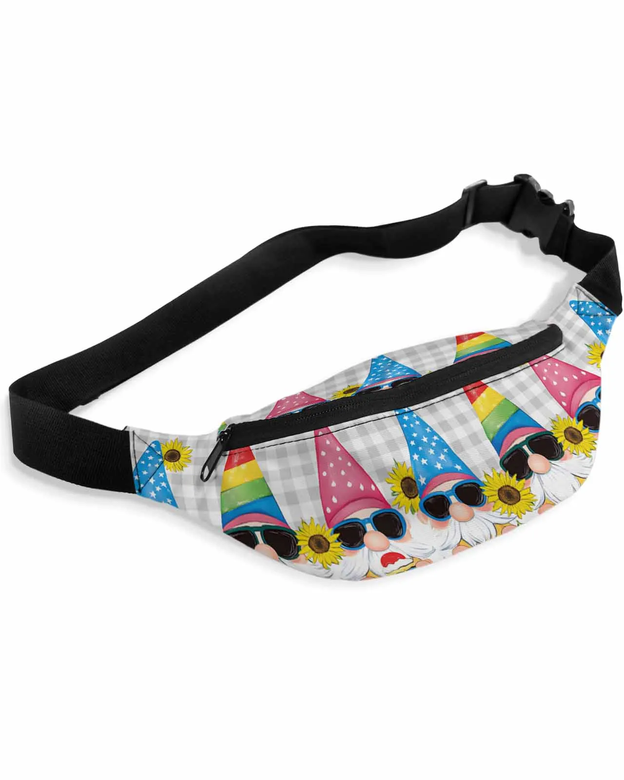 

Summer Dwarf Sunflower Ice Cream Plaid Waist Bag Women Men Belt Bags Large Capacity Waist Pack Unisex Crossbody Chest Bag
