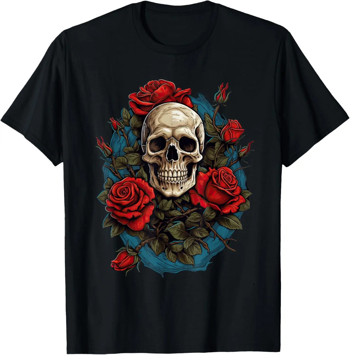 

New t-shirt - Rose Skeleton Skull Hand Red Flower rose T-Shirt