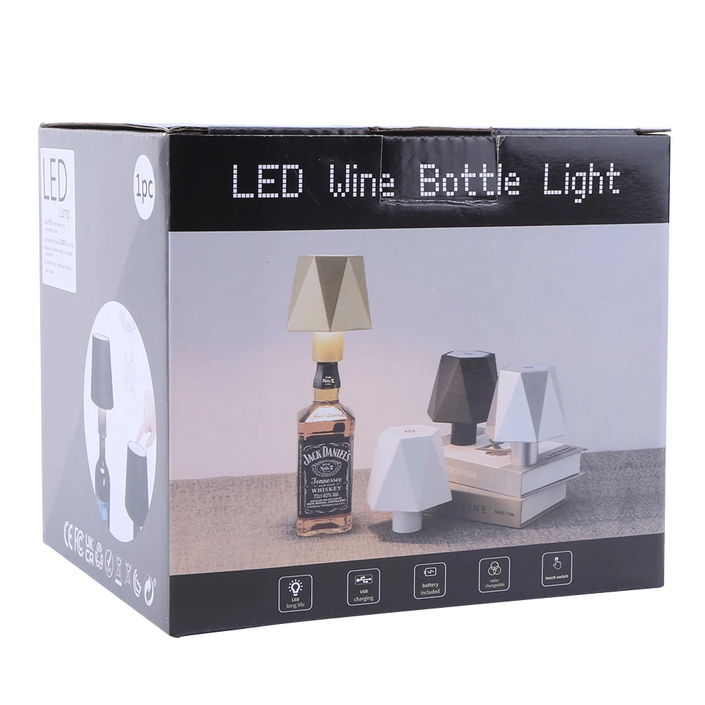 Wireless Bottle Lamp Rechargeable LED Table Lamp 3 Color + RGB  Wine Bottle Lamp Touch-Control Desk Lamp for Bars Restaurants