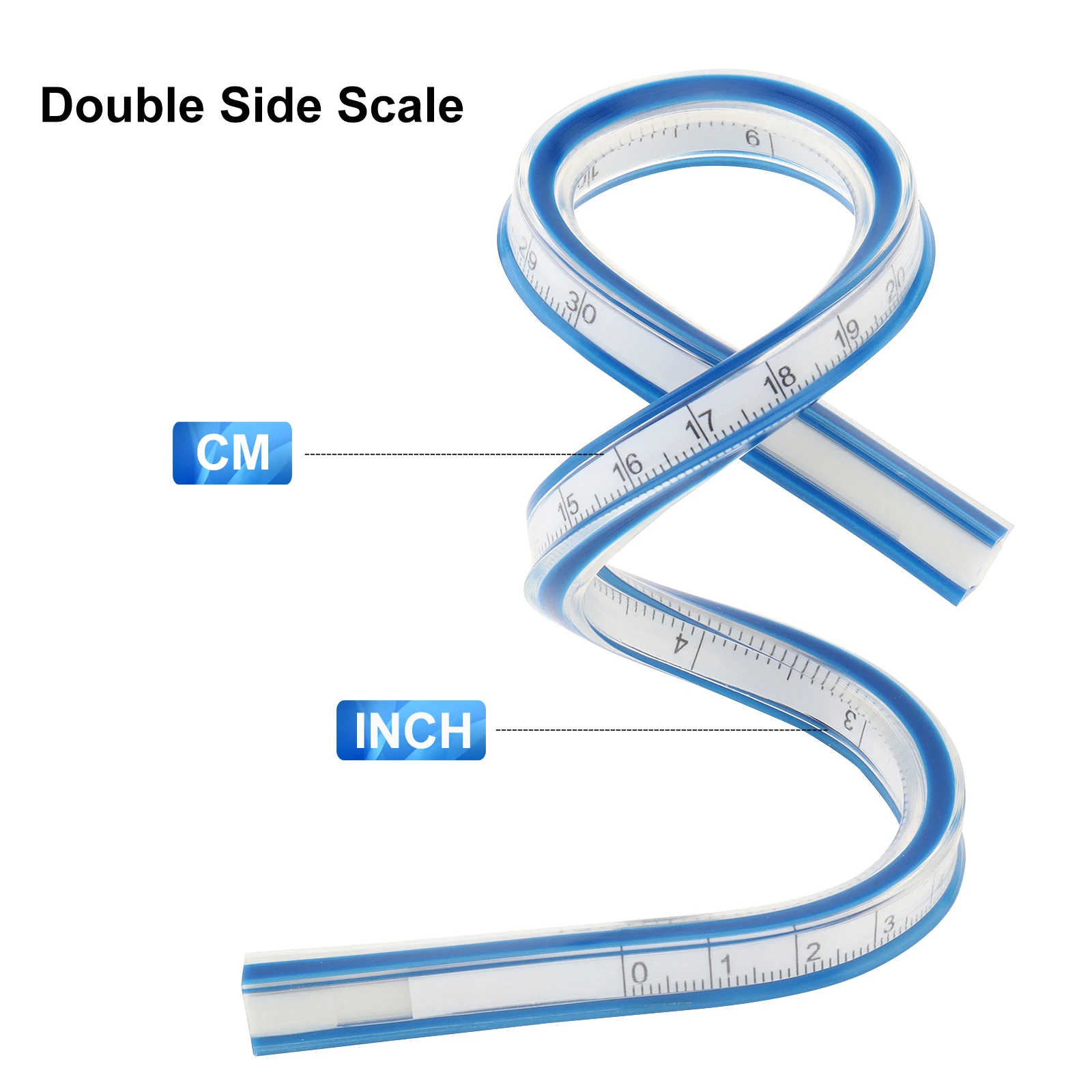 

30cm/12inch Soft Flexible Imperial Metric Double Scale Curved Ruler for Sewing / Engineering Drawing / Pattern Making