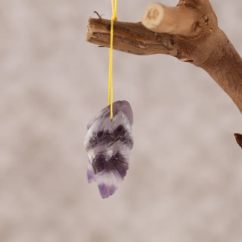 B&F Natural Stone Amethyst Carved Wing Earring Beads - Fashion Jewelry Accessories Handmade Jewerly for DIY