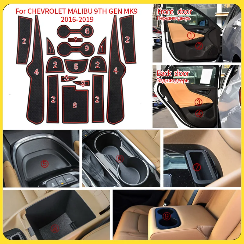 Anti-Slip Gate Slot Cup Mat For CHEVROLET MALIBU 9TH GEN MK9 2016-2019 Interior Car-styling Accessories Coaster Tool