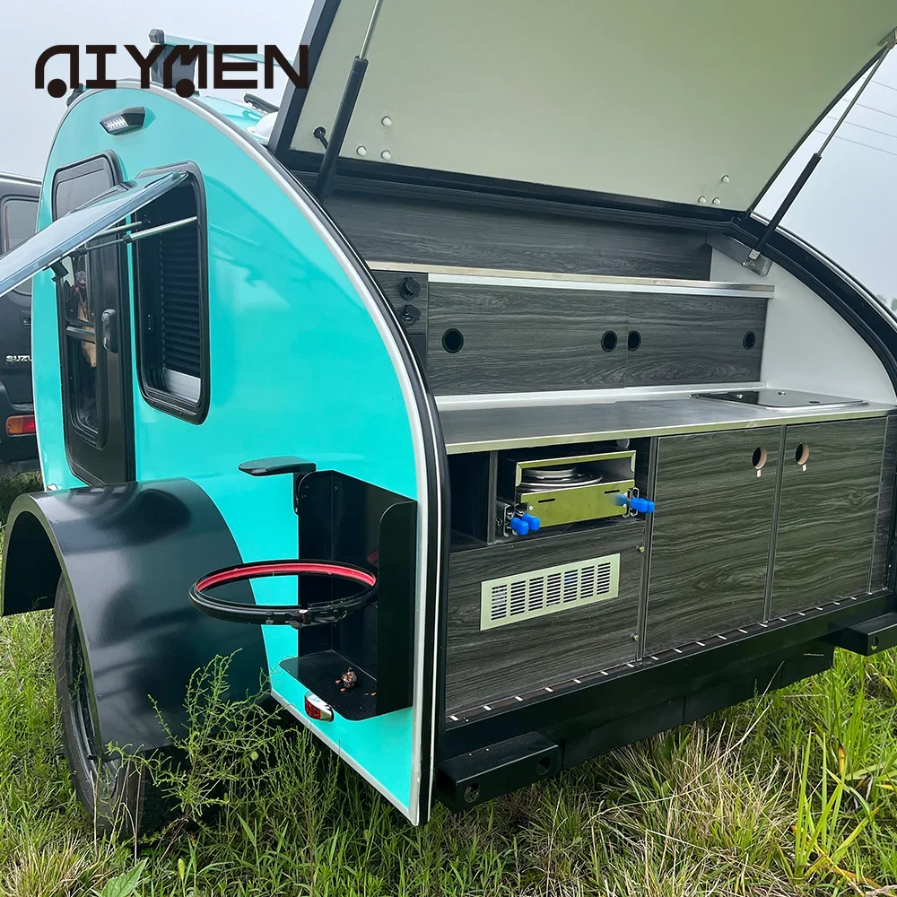 Furniture RV Camper Trailer Tiny Home Galvanised Pull Quality Camping Flat Bed Teardrop Camper For Sale