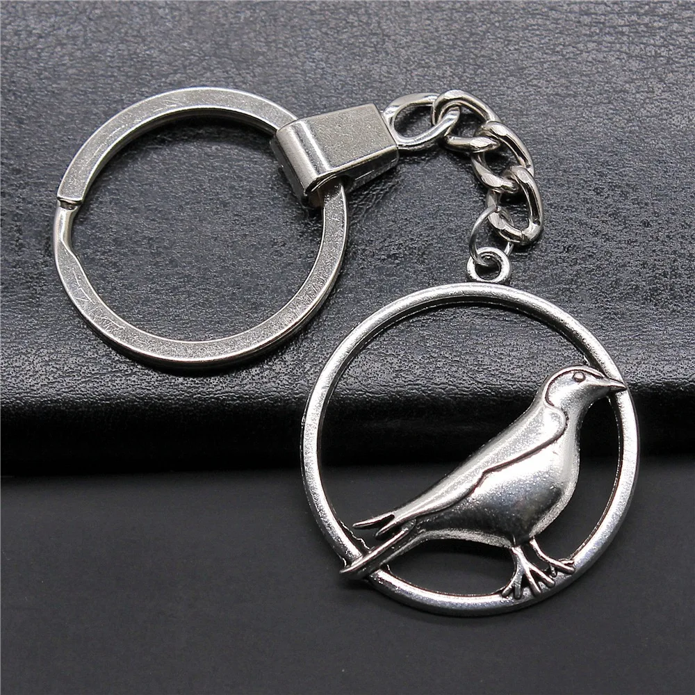 Dropshipping Antique Silver Color 33mm Bird Pendant Keyring Souvenirs Gift