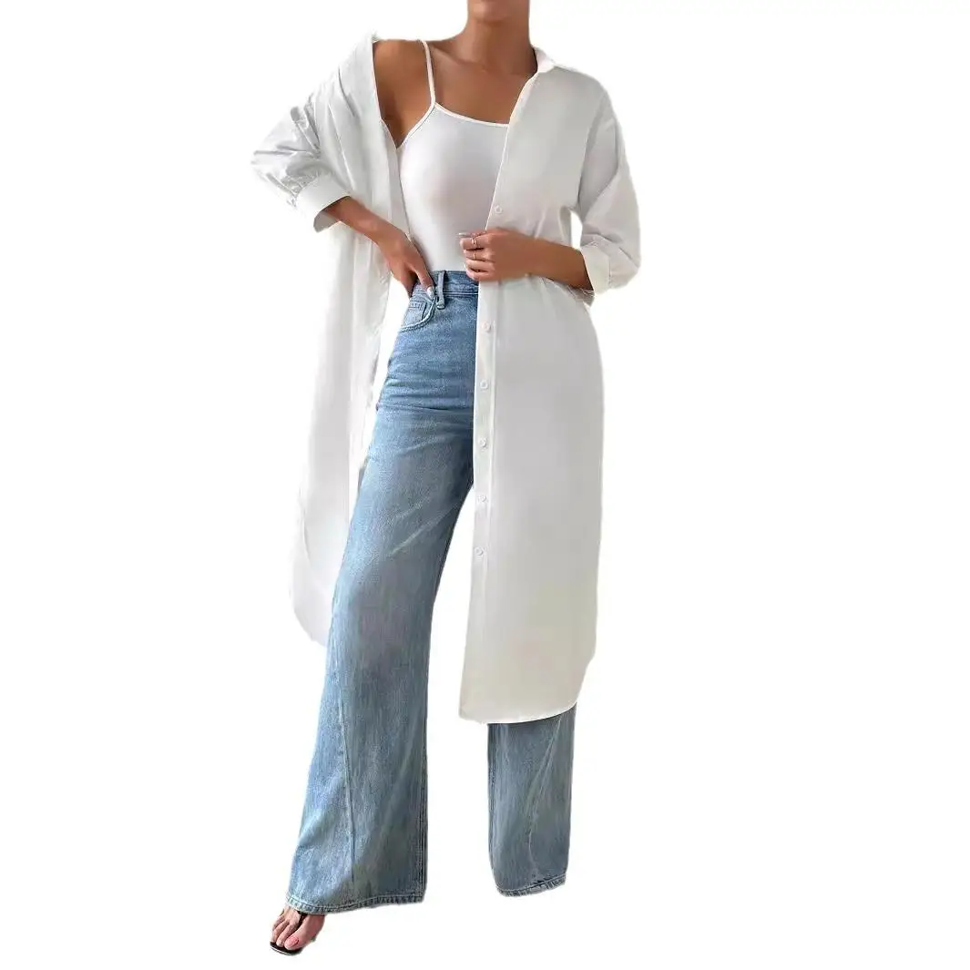 Lang vest voor dames Mid-Slee irt Commute Sle Polyestervezel 00% Normaal dun Zevenkwart Sve-lengte