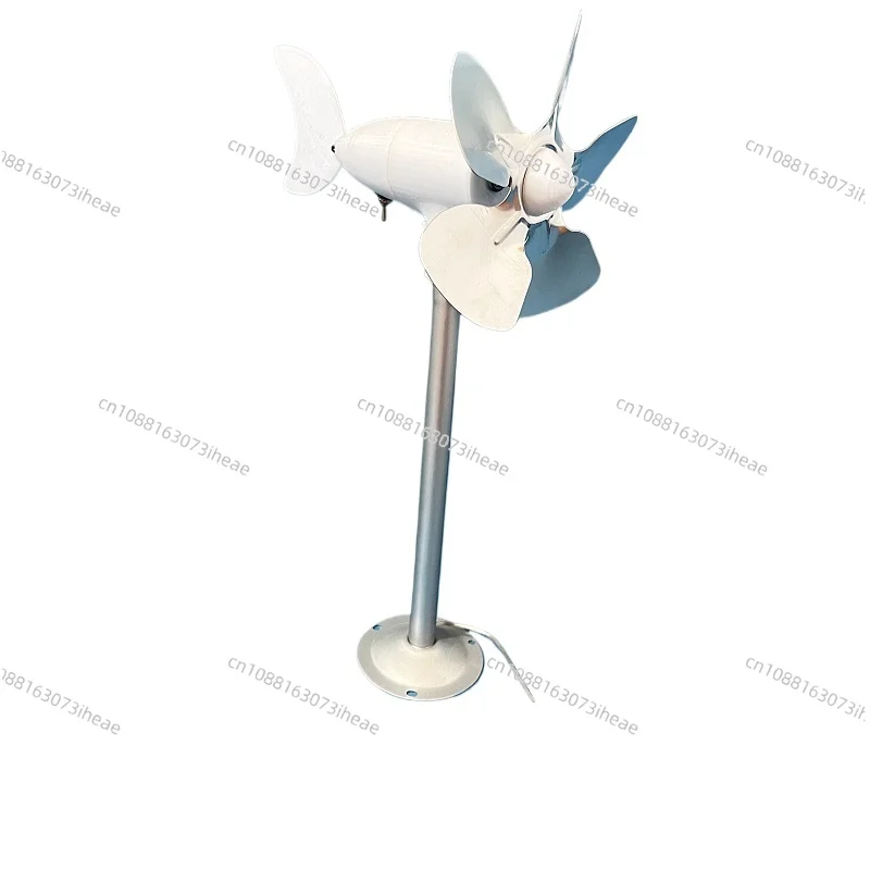 Micro horizontal wind turbine model with metal five blade DC output, gentle breeze start, automatic steering