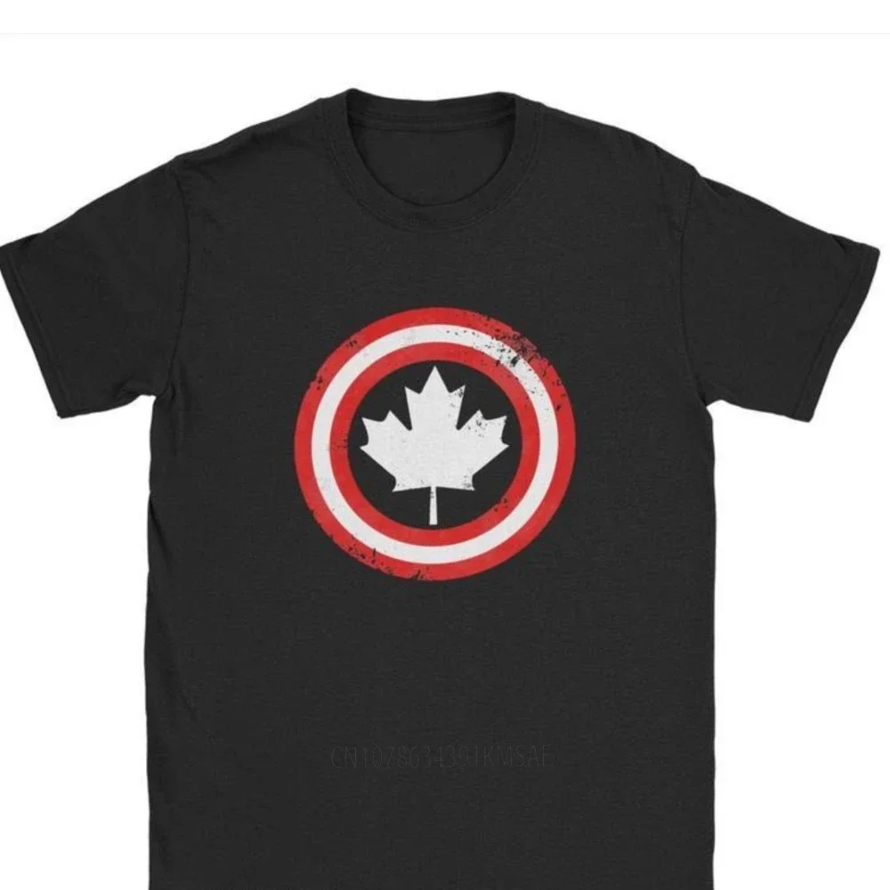 Captain Canada White Maple Leaf Cool Cartoon T-Shirt Superhero Canadian Tees Tops For Men Clothes