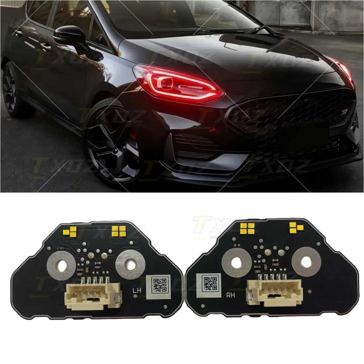

Светодиодные платы DRL без RGB с красным ангельским глазом для FORD FIESTA MK8.5 ST FOCUS MK4, модуль DRL для фар, красный, синий, 2022-2024