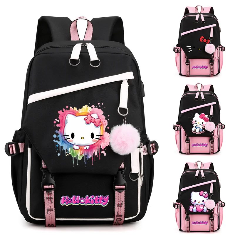 

Hello Kitty Backpack Student Teenagers Cartoon School Rucksack Girl Boy Children Cute Knapsack Women Anime Canvas Bag Mochilas