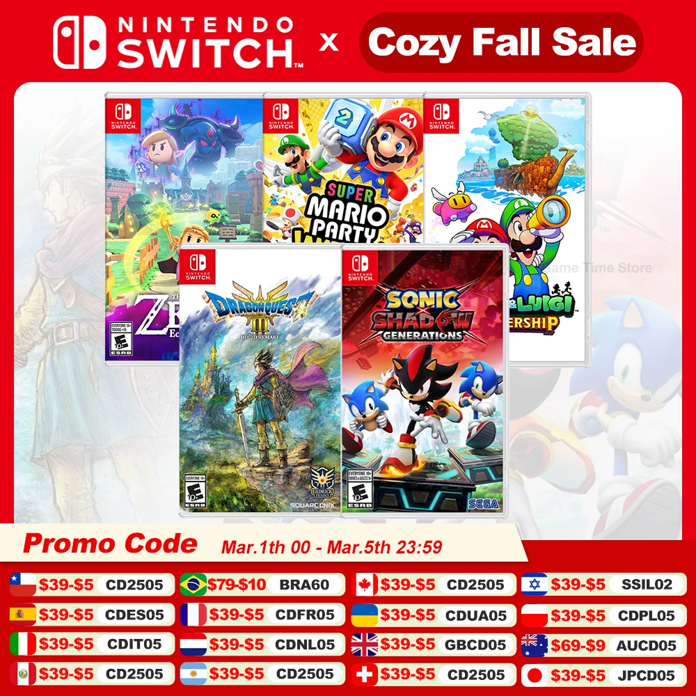 Nintendo Switch New Realease Games Game Card Collection Mario Jamboree Zelda Echoes of Wisdom Mario Brotherships Dragon Quest 3