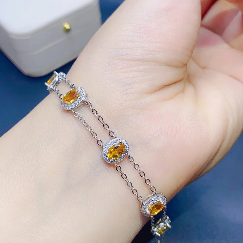 

Natural Citrine Bracelet for women silver 925 jewelry luxury gem stones 18k gold plated free shiping items