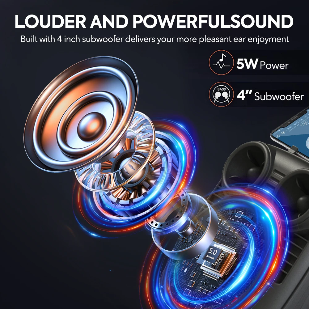 مكبر صوت كاريوكي من Vtin مزود ببلوتوث 5.0 مضخم صوت ومكبر صوت مع أضواء ملونة ووظيفة TWS وقت لعب طويل الأمد