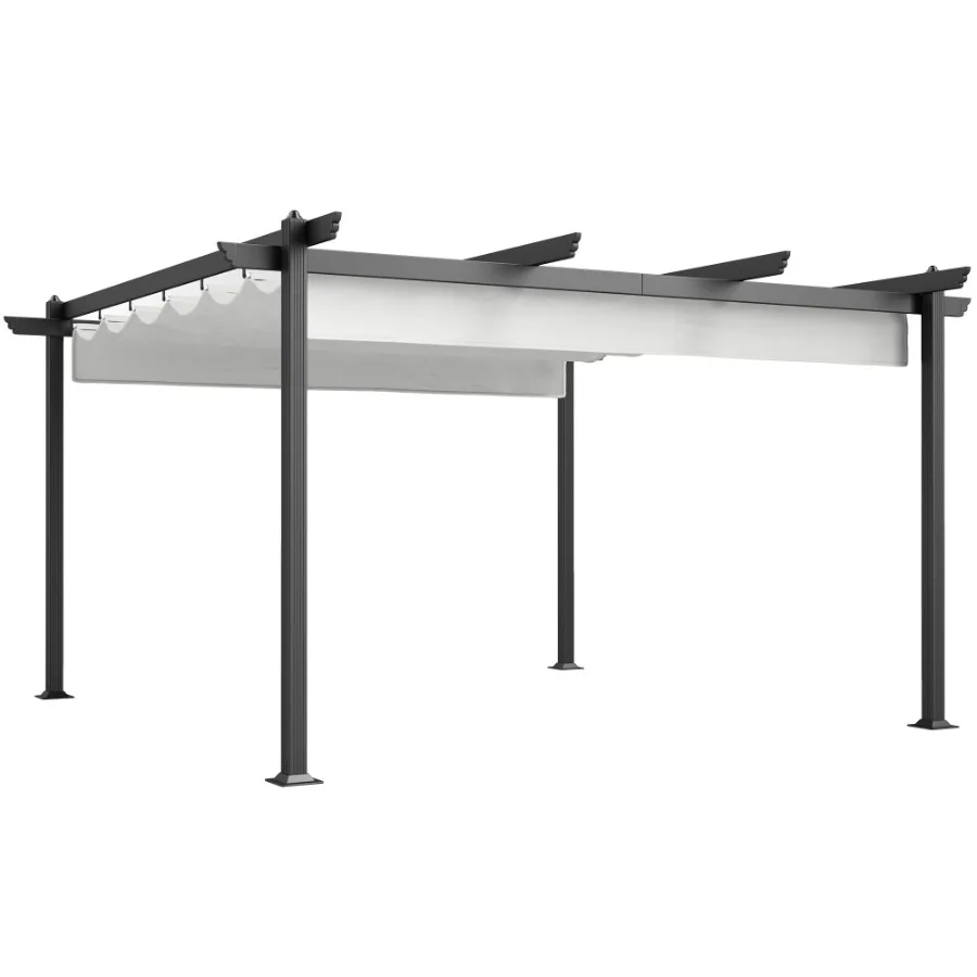 

13' x 13' Aluminum Retractable Pergola Canopy Outdoor Pergola for Garden Patio Backyard Deck White
