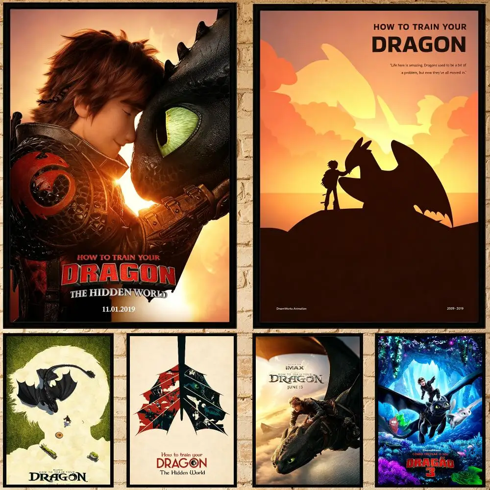 Póster de la película Cómo Entrenar a Tu Dragón, Póster HD Impermeable Autoadhesivo, Impresión Artística para Decoración de Pared en Dormitorio, Sala de Estar, Regalo