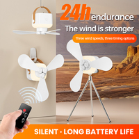 3 in 1 Ceiling Fan With LED Lamp Rechargeable Portable Outdoors Fan with Remote Control Tripod Timable Household Hanging Fan