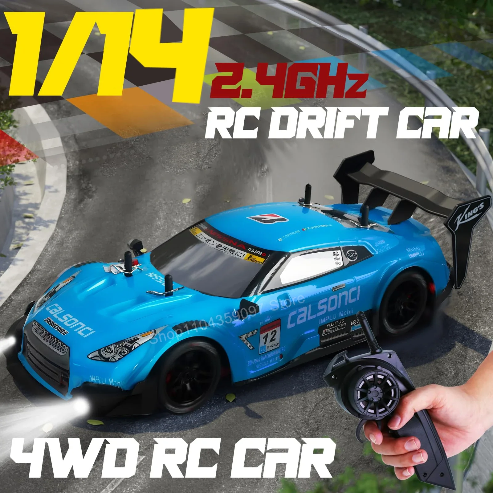 

Автомобиль с дистанционным управлением, автомобиль для дрифта, масштаб 1:14, 4WD, автомобиль со светодиодной подсветкой, 2,4 ГГц, 40 км/ч, высокоскоростные гоночные спортивные игрушки для взрослых и детей