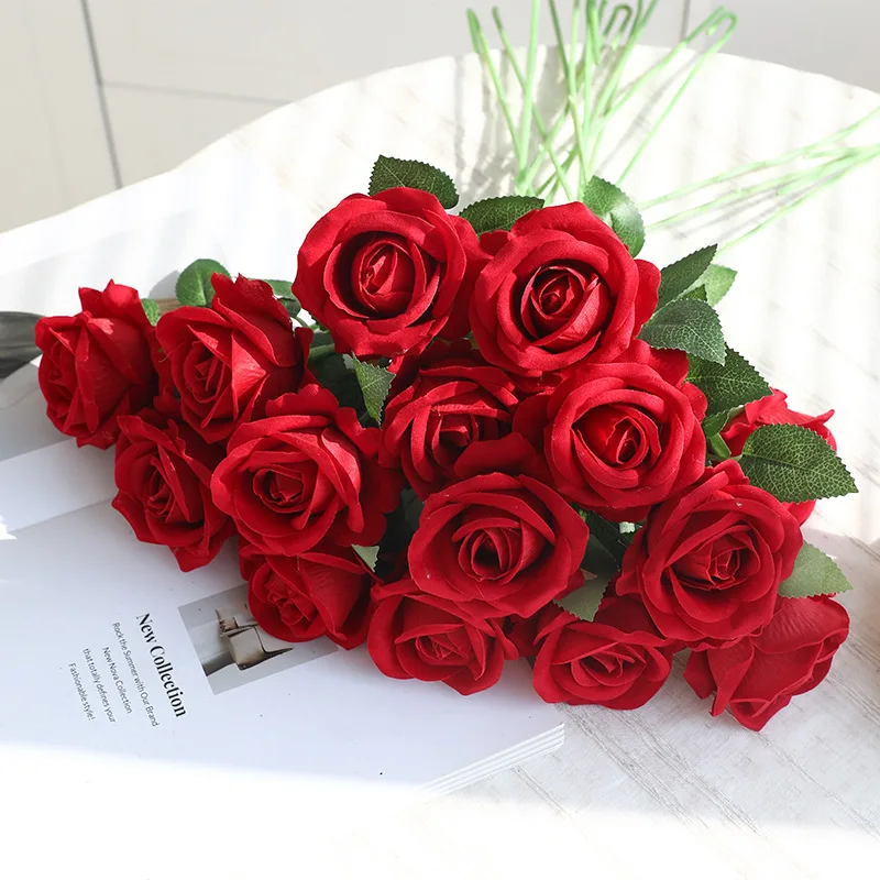 5 Stücke Rose Künstliche Blumen Bouquet Seide Gefälschte Blume für Wohnkultur Garten Hochzeit Dekoration Outdoor Valentinstag Ornament – Detail 1
