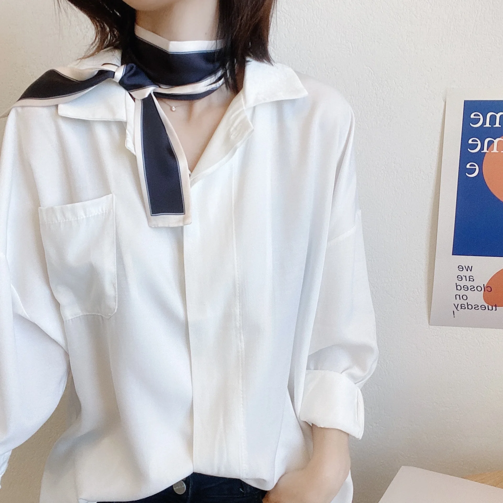 

Spring Autumn Long Narrow Scarf For Women Fashion Versatile Neck Scarf Hair Band Bag Ribbon Waist Belt Elegant Lightweight