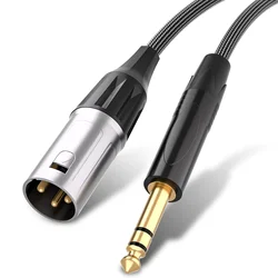 6.35mm To XLR Cable 1/4 Inch TRS To 3-Pin XLR Male Balanced Interconnect Microphone Cord Patch Cable for Mic Amplifier Speaker