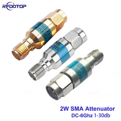 1Pcs 2W DC-6GHz 1~30db 50Ohm RF Attenuator SMA Male to SMA Female Coaxial Fixed Connectors 304 Stainless Steel/Gold/Nikel plated