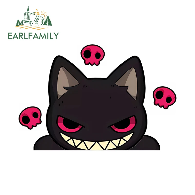 EARLFAMILY 13cm x 8.7cm Devil Lucky Cat Kitty Chibi Peeker Decals Dark Series Cartoon Eyes Vinyl Accessories Car Stickers