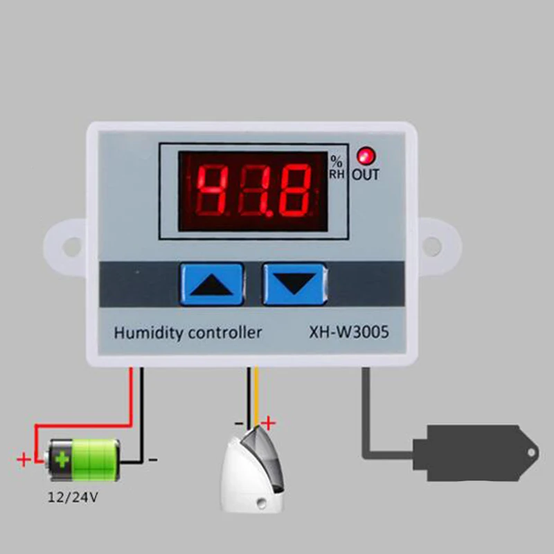 Humidity Controller Switch Digital Hygrometer Hygrostat for 12V/24V/220V High Performance and Accurate Control