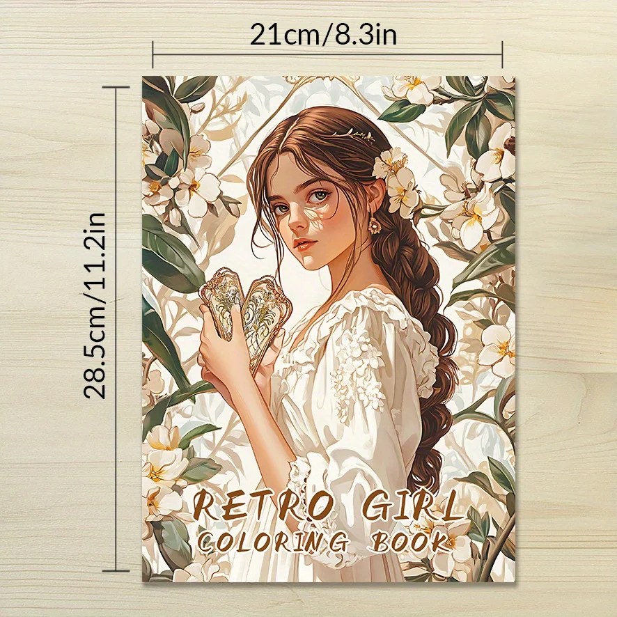 빈티지 소녀 보헤미안 색칠하기 책 - 8.3x11.2인치 32페이지 - 스트레스 해소에 도움, 청소년 및 성인에게 적합
