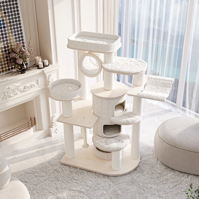 

Climbing frame cat nest cat tree integration, super large solid wood multi-story castle, wooden villa