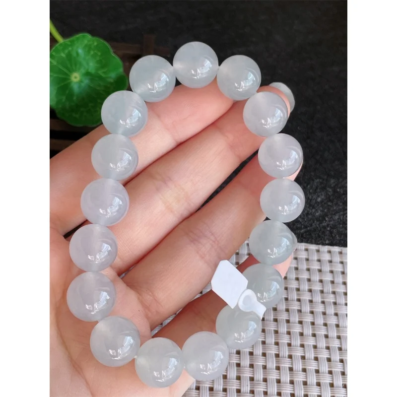 Myanmar Natural a Bracelet Bead Ice-like round Beads Jade 17 56.10G