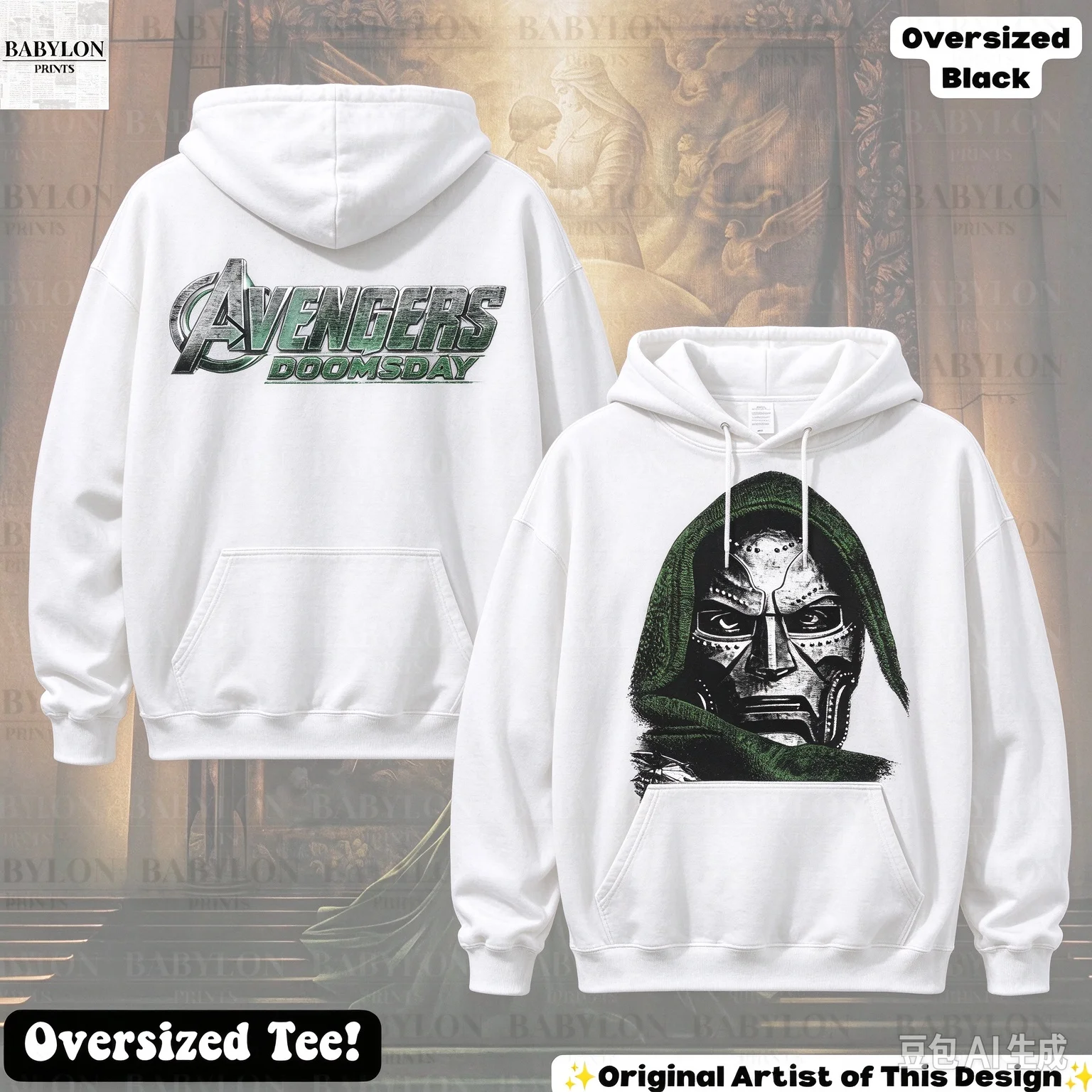 Doctor Doom Double Sided Hoodie Men Women, Avengers Doomsday Graphic Print Pullover Hooded Sweatshirt Fan Gift