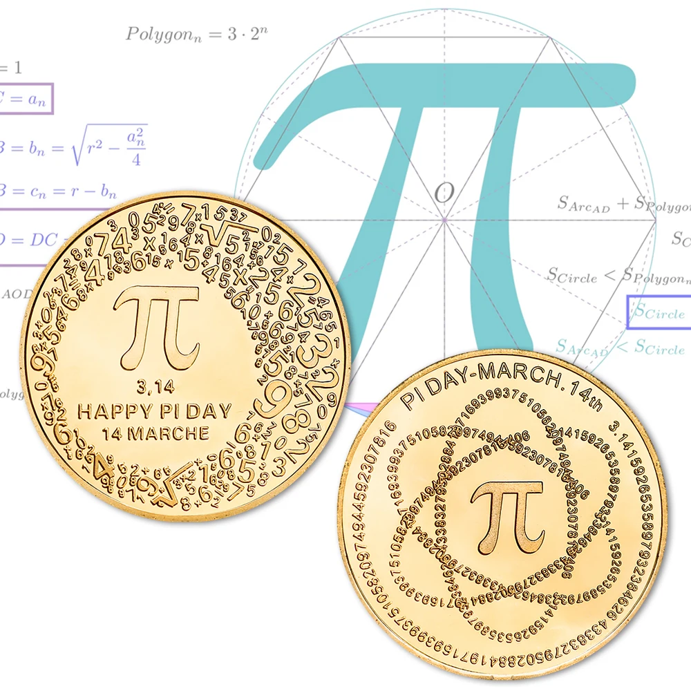 Golden Plated Commemorative Coin Of Pi Double-sided Embossed Plating Coins Art Collection Gift Crafts Ornament For Souvenir