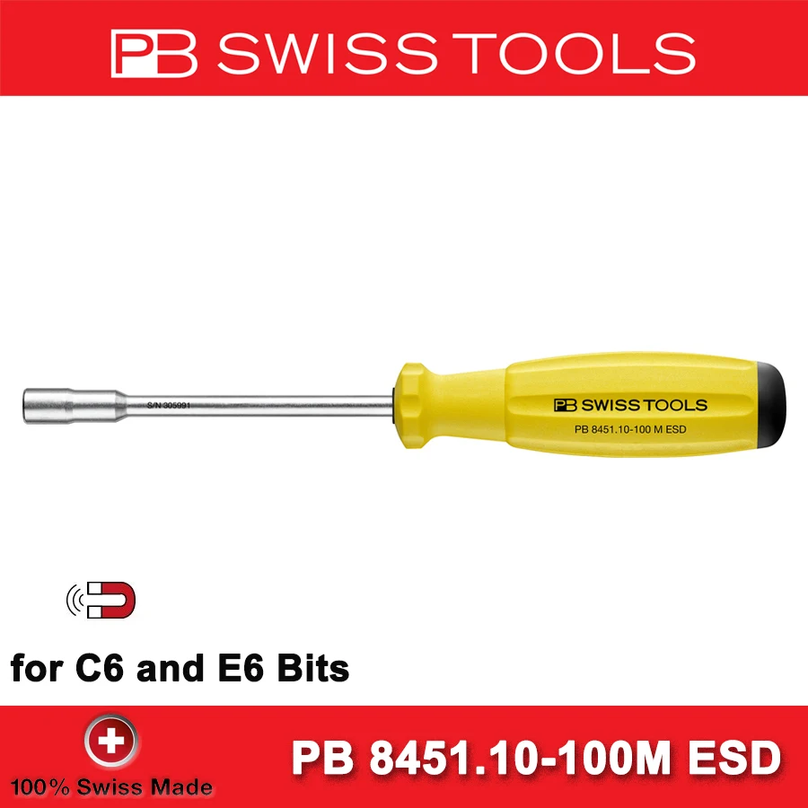 

PB SWISS TOOLS Swiss Grip Screwdriver Handle with Magnet ESD 205mm PB 8451 10-100 M ESD