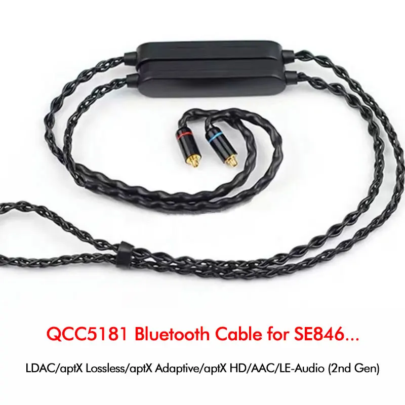 QCC5181 Cable Bluetooth LDAC aptX sin pérdidas BT5.4 le-audio 20mS auriculares para juegos línea reemplazable MMCX SE846 IE300/900 QDC 0,75mm