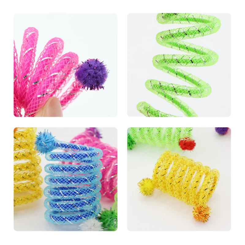 4pcs Pet Cat Toy Colorful Handmade Bouncy Spring Tube Interactive Toy Cat Toy Set Cat Interactive Toys Pet Supplies for Playing