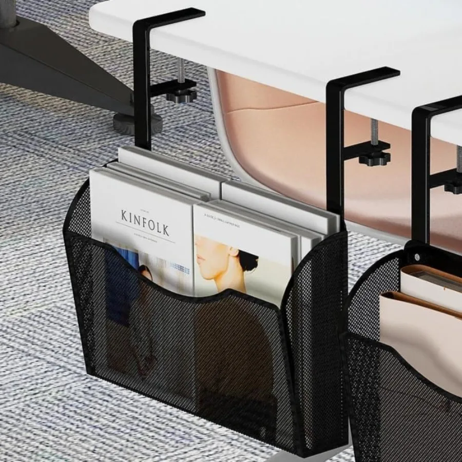 

Under Desk Drawer Desk Side Storage Hanging Desks Organizer Clamp On Mesh Metal Desks Organizer for Office and Home Black
