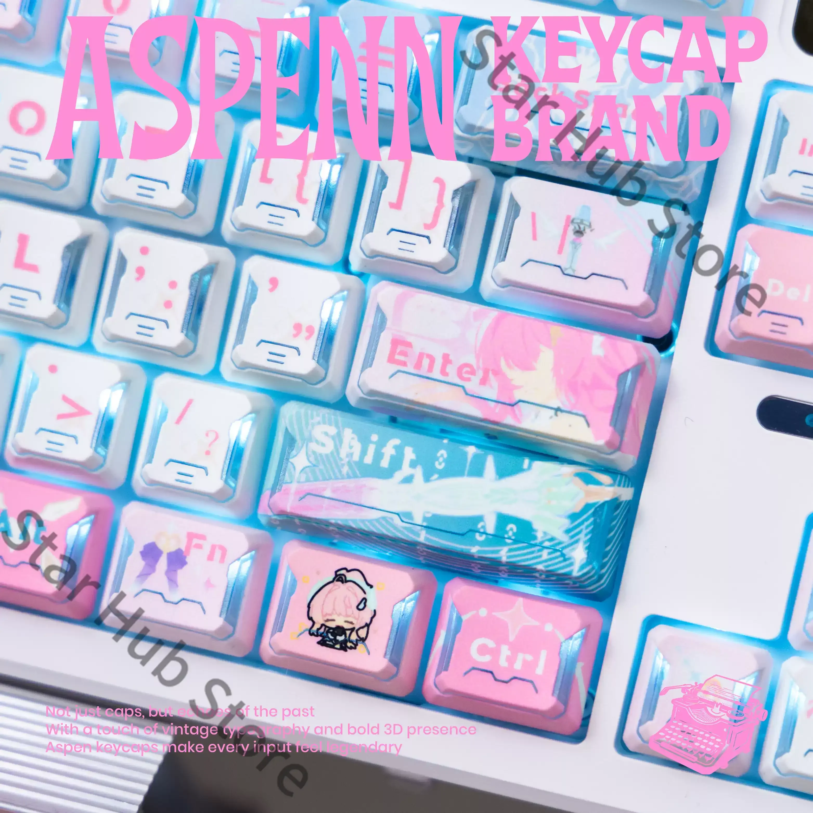 Wuthering Waves ‌Aemeath‌ Cosplay Anime PBT Keyboard Cap Kforce Front Light Transmission Original Keycap Ornament Game Gifts