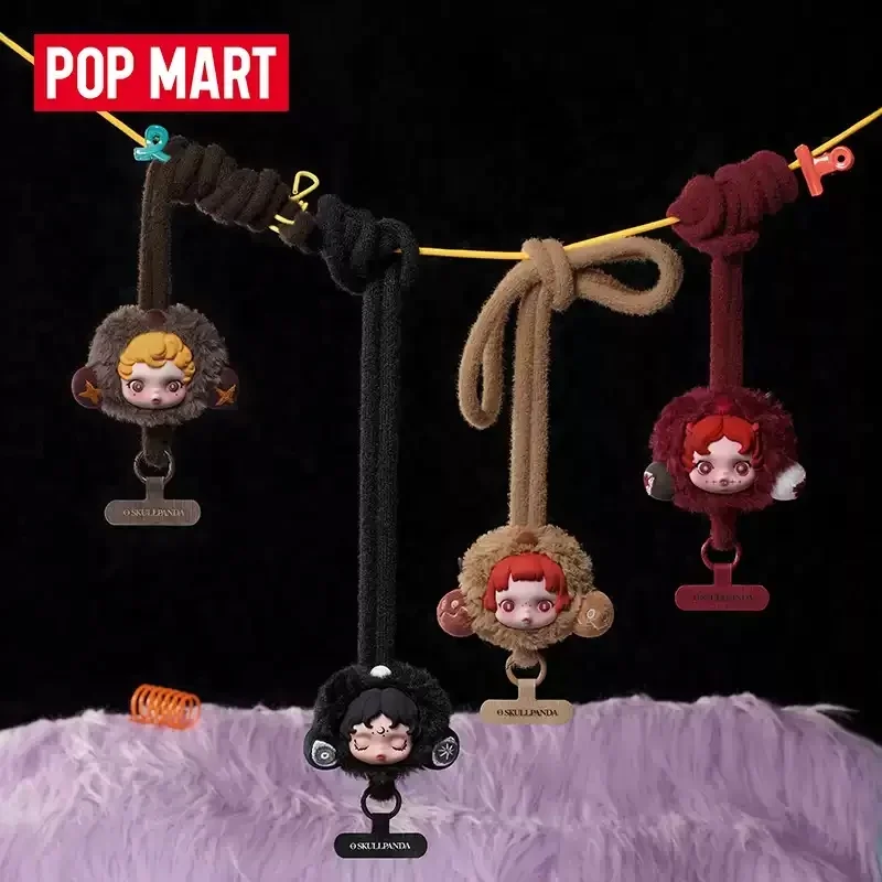 POPMART SKULLPanda لقد وجدت لي سلسلة الهاتف المحمول الحبل صندوق أعمى صندوق غامض اللعب دمية لطيف الشكل سطح المكتب الحلي هدية