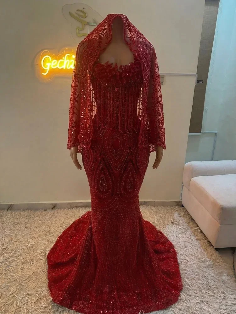 Burgunderrote lange Ballkleider für schwarze Mädchen, transparente, mit Pailletten besetzte, afrikanisch-amerikanische Abendkleider, Geburtstagsparty-Robe, individuell gestaltet