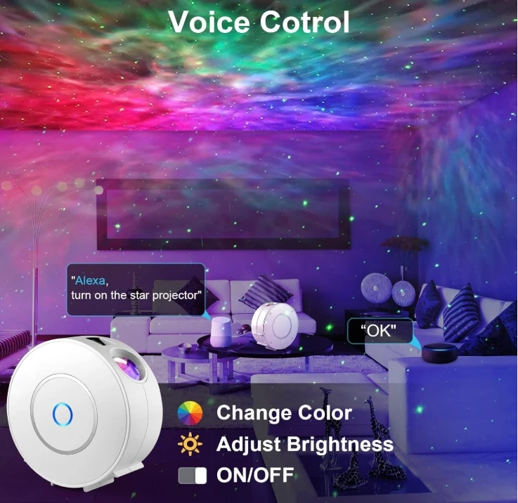 Galaxy Star Projector, Smart WiFi App/Voice Control, 3D LED Galaxy Projector Night Light, RGB Dimmable, Timing, for Kids Bedroom
