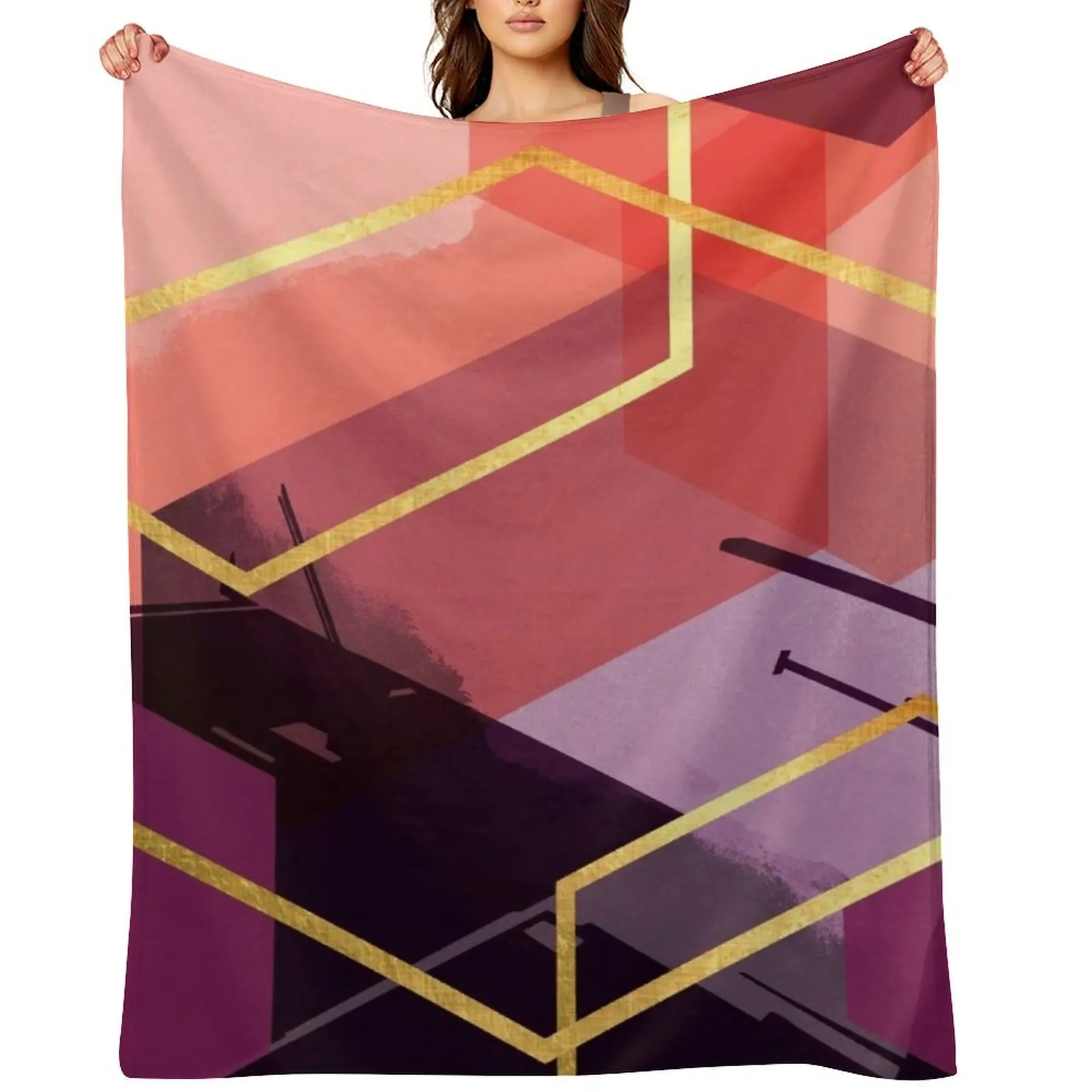 

Abstract Landscape in Magenta, Coral and Plum Throw Blanket Moving Flannels Sleeping Bag decorative Blankets