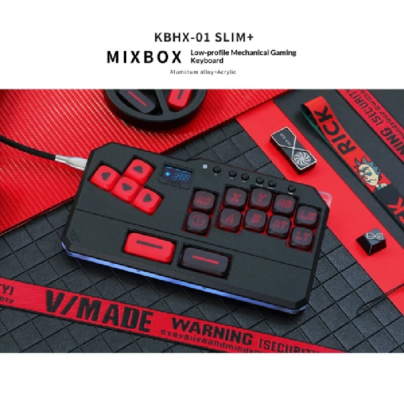 D5 Mini Aluminum Low Profile Hitbox Mixbox Fighting Game Controller Arcade Fight Keyboard For Fighting Games Compatible Laptop