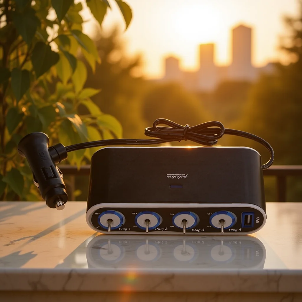 

Car Cigarette Lighter Socket Splitter Adapter Black LED Light Control USB Port Multiple Charging for Phone GPS Pda