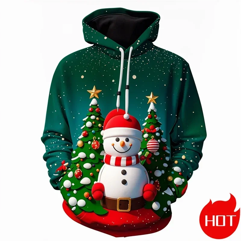 

Fashion 3D Printed Merry Christmas Hoodies Santa Xmas Snowflakes Graphic Hooded Sweatshirts Christmas Ornament Mens Clothing Top