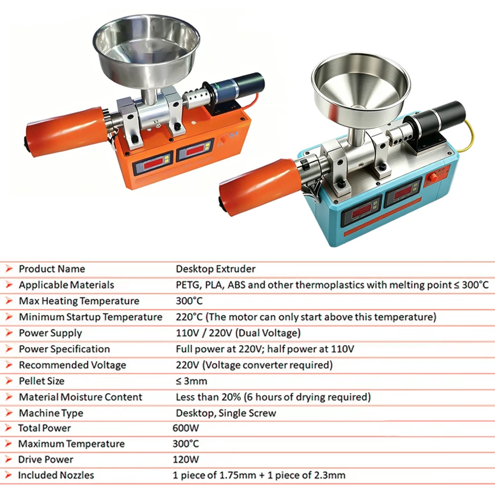 Desktop Single Screw Extruder Machine 1.75mm 2.3mm 3D Printing Filament Maker 3D Consumables Extrusion for TPU PE PP ABS PVC