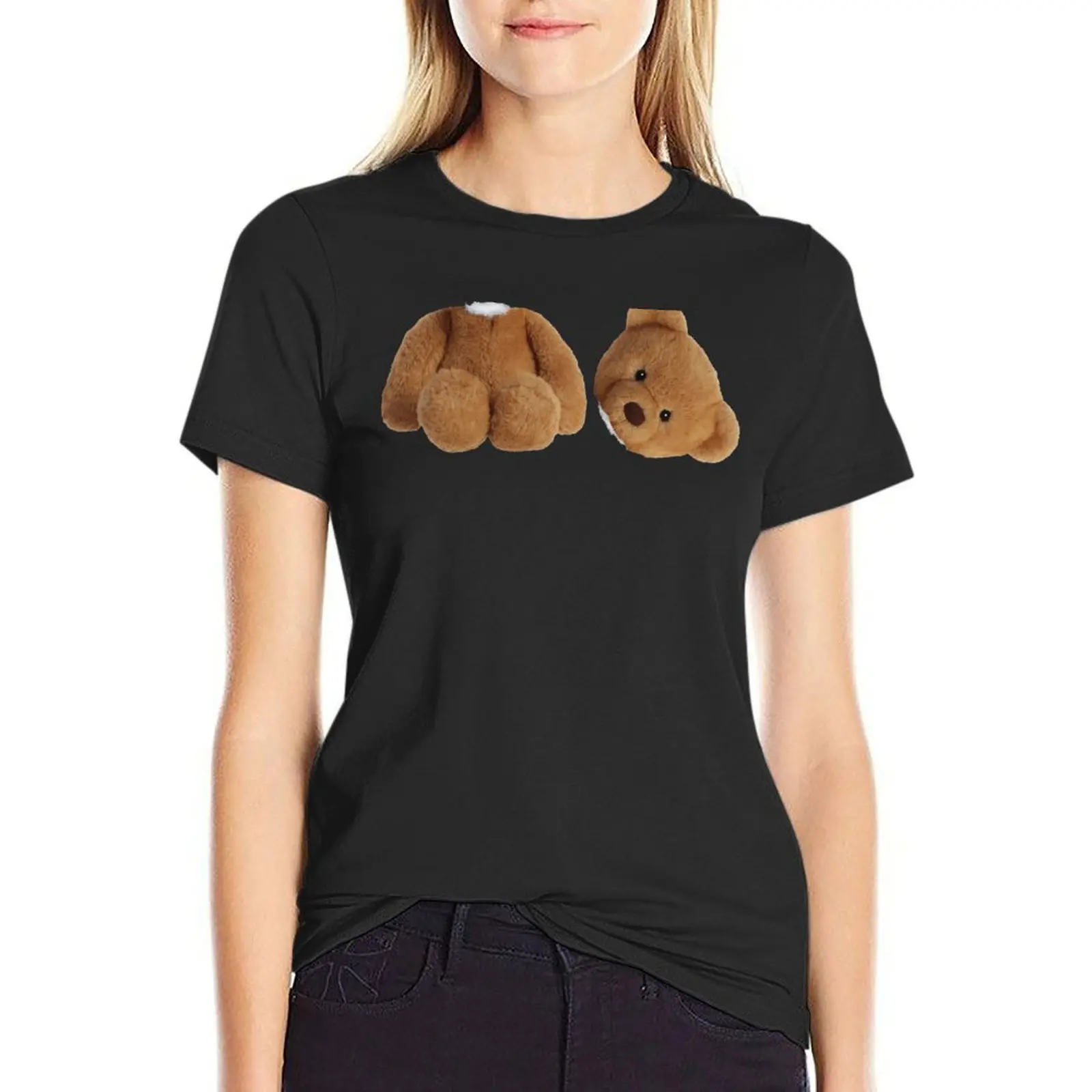 

head bear T-Shirt animal print shirt for girls Blouse Short sleeve tee korean fashion oversized t shirts for Women