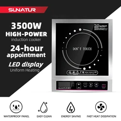 SUNATUR Fogões de Indução 3500W Fogão 2 Buracos Elétrico Portátil Placa Circular Eletrodoméstico de Cozinha Série Comercial LC-L6