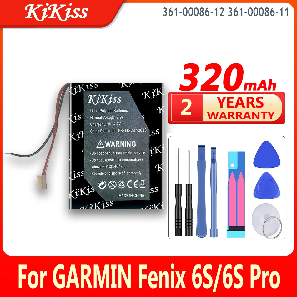 

320mAh KiKiss Battery 361-00086-12 361-00086-11 For GARMIN Fenix 6S Pro Sapphire Smart Sport