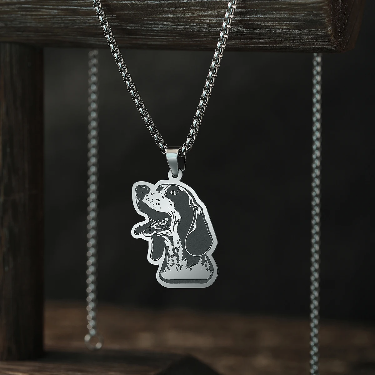 CHENGXUN Bluetick Coonhound Pendant Necklace Women Men Jewelry  Stainless Steel Dog Necklace Punk Animal Jewelry